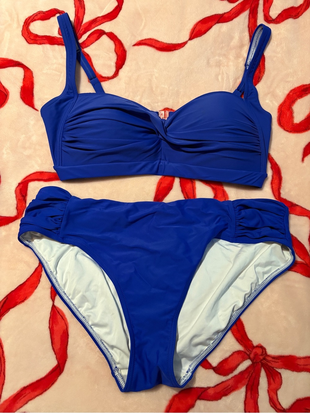Nip Tuck Women's Royal Blue Bikini Set - Classic Ruched Top & Bottom Size 12
